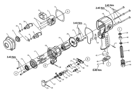 Fig-0 Diagram and Parts List for CP7732C  Chicago Pneumatic Wrench